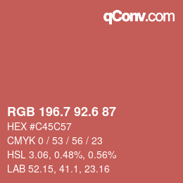 カラーコード: RGB 196.7 92.6 87 | qconv.com
