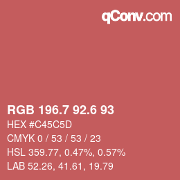 カラーコード: RGB 196.7 92.6 93 | qconv.com