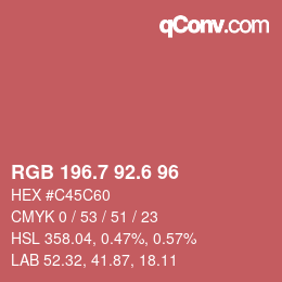 カラーコード: RGB 196.7 92.6 96 | qconv.com