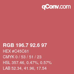 カラーコード: RGB 196.7 92.6 97 | qconv.com