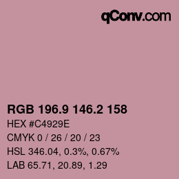 カラーコード: RGB 196.9 146.2 158 | qconv.com