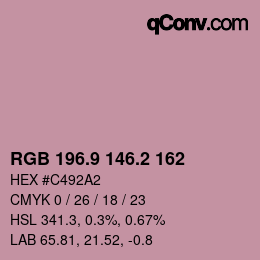Color code: RGB 196.9 146.2 162 | qconv.com