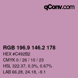 Color code: RGB 196.9 146.2 178 | qconv.com