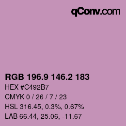 カラーコード: RGB 196.9 146.2 183 | qconv.com