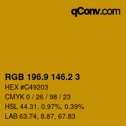 カラーコード: RGB 196.9 146.2 3 | qconv.com