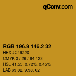 Color code: RGB 196.9 146.2 32 | qconv.com