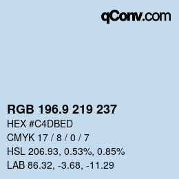 カラーコード: RGB 196.9 219 237 | qconv.com