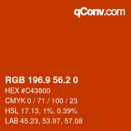 カラーコード: RGB 196.9 56.2 0 | qconv.com