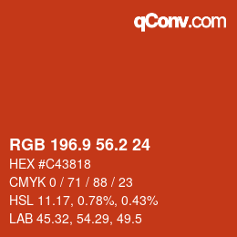 カラーコード: RGB 196.9 56.2 24 | qconv.com
