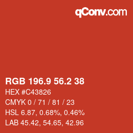 Color code: RGB 196.9 56.2 38 | qconv.com