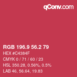 カラーコード: RGB 196.9 56.2 79 | qconv.com