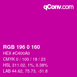 Color code: RGB 196 0 160 | qconv.com