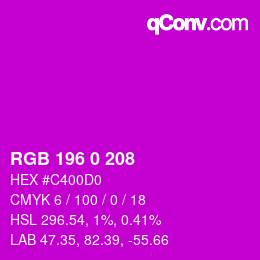 Color code: RGB 196 0 208 | qconv.com