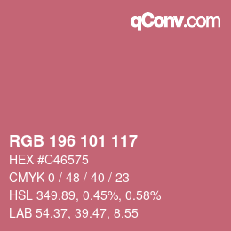 颜色代码: RGB 196 101 117 | qconv.com