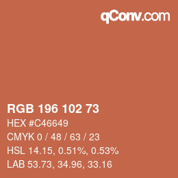 Color code: RGB 196 102 73 | qconv.com