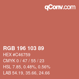 カラーコード: RGB 196 103 89 | qconv.com