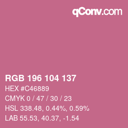 カラーコード: RGB 196 104 137 | qconv.com