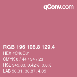 カラーコード: RGB 196 108.8 129.4 | qconv.com