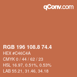 カラーコード: RGB 196 108.8 74.4 | qconv.com