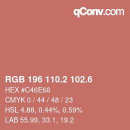 カラーコード: RGB 196 110.2 102.6 | qconv.com