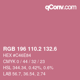 カラーコード: RGB 196 110.2 132.6 | qconv.com