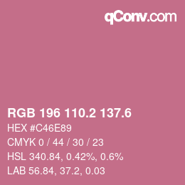 カラーコード: RGB 196 110.2 137.6 | qconv.com