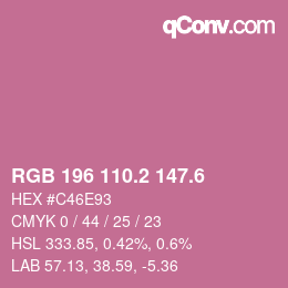 カラーコード: RGB 196 110.2 147.6 | qconv.com