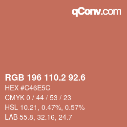 カラーコード: RGB 196 110.2 92.6 | qconv.com