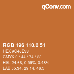 カラーコード: RGB 196 110.6 51 | qconv.com