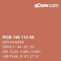 カラーコード: RGB 196 110 88 | qconv.com