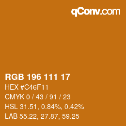 カラーコード: RGB 196 111 17 | qconv.com