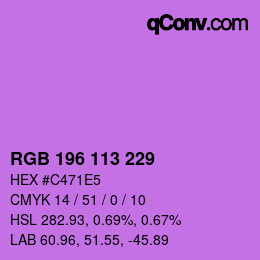Color code: RGB 196 113 229 | qconv.com