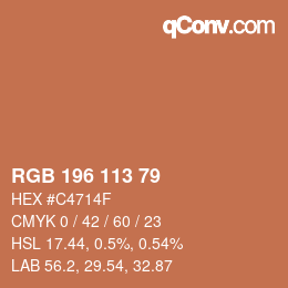 颜色代码: RGB 196 113 79 | qconv.com