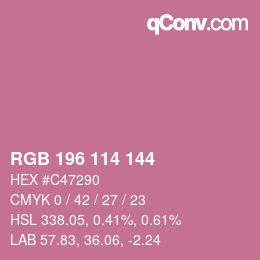 Color code: RGB 196 114 144 | qconv.com