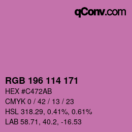 カラーコード: RGB 196 114 171 | qconv.com