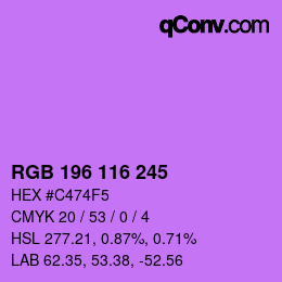 Color code: RGB 196 116 245 | qconv.com