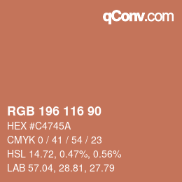 Color code: RGB 196 116 90 | qconv.com