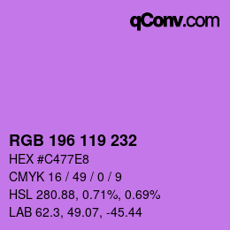 Farbcode: RGB 196 119 232 | qconv.com