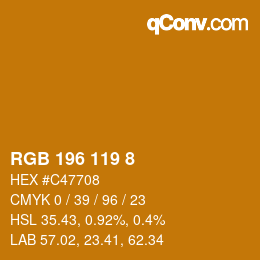 颜色代码: RGB 196 119 8 | qconv.com