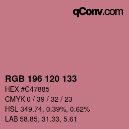 颜色代码: RGB 196 120 133 | qconv.com