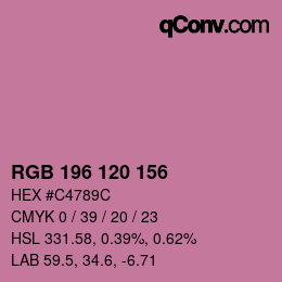 カラーコード: RGB 196 120 156 | qconv.com