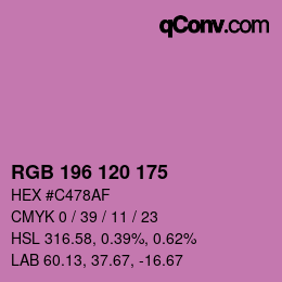 颜色代码: RGB 196 120 175 | qconv.com