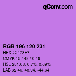 カラーコード: RGB 196 120 231 | qconv.com
