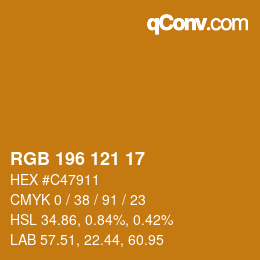カラーコード: RGB 196 121 17 | qconv.com