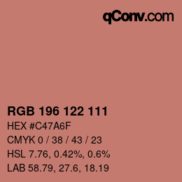 カラーコード: RGB 196 122 111 | qconv.com