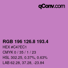 カラーコード: RGB 196 126.8 193.4 | qconv.com