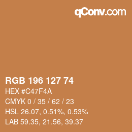 Color code: RGB 196 127 74 | qconv.com