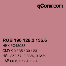 カラーコード: RGB 196 128.2 136.6 | qconv.com