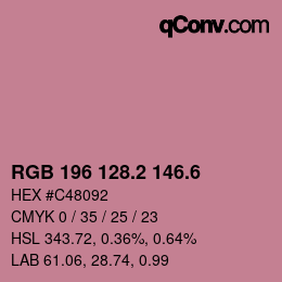 カラーコード: RGB 196 128.2 146.6 | qconv.com