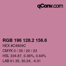 カラーコード: RGB 196 128.2 156.6 | qconv.com